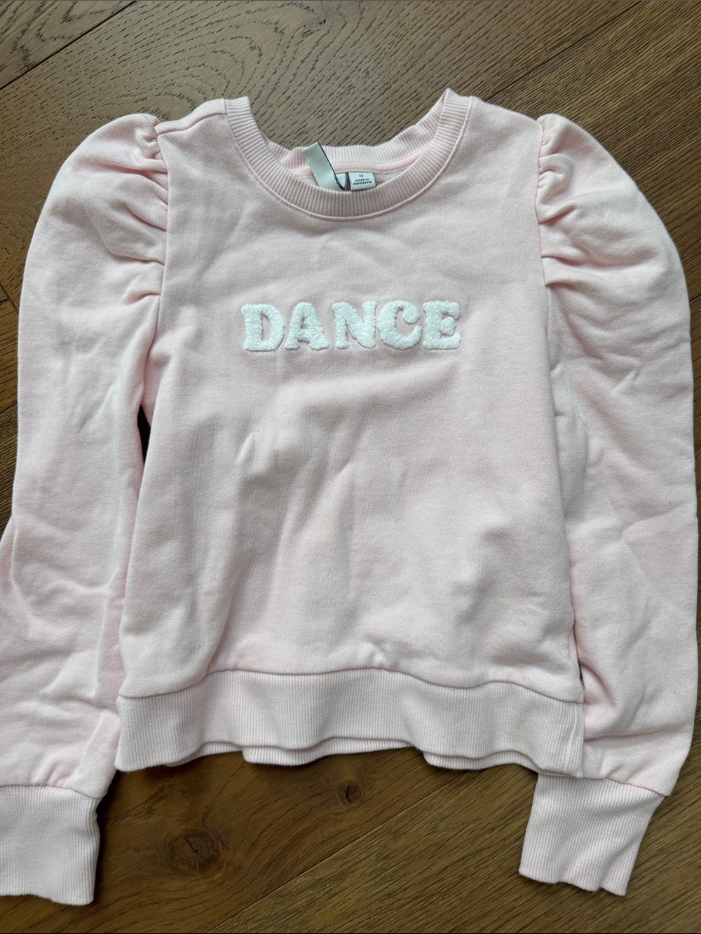 Janie and Jack Light Pink Puff-Sleeve 'DANCE' Sweatshirt